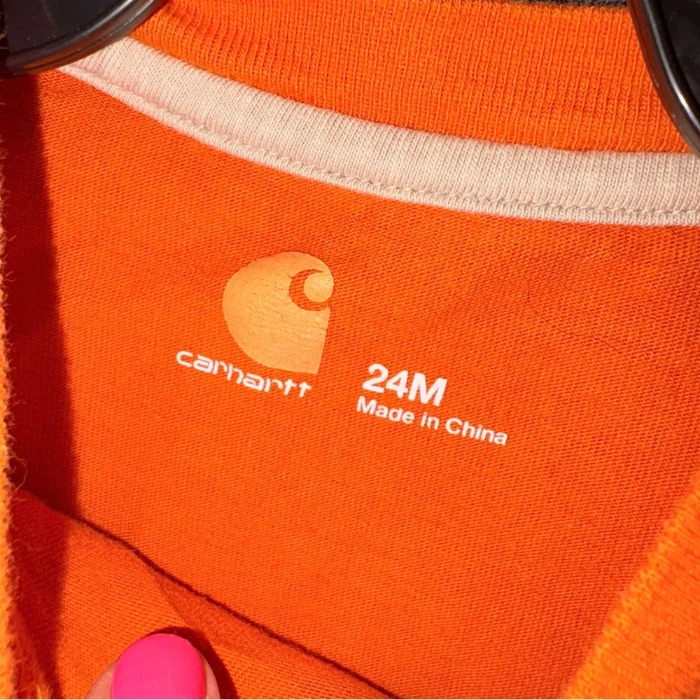 Carhartt Infants 24m Orange Long Sleeve Graphic Bodysuit 